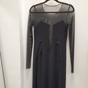 Black Asymmetrical See-through Cocktail Dress